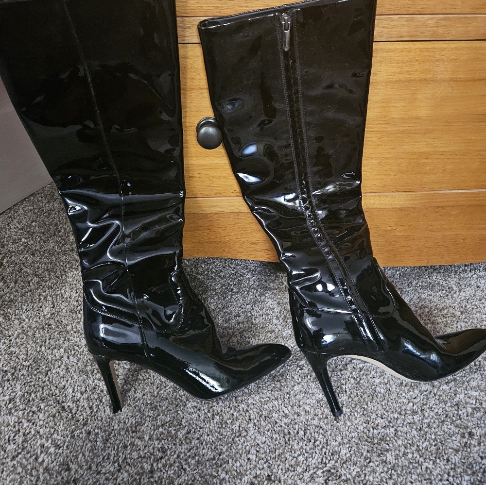 Black patent leather boots